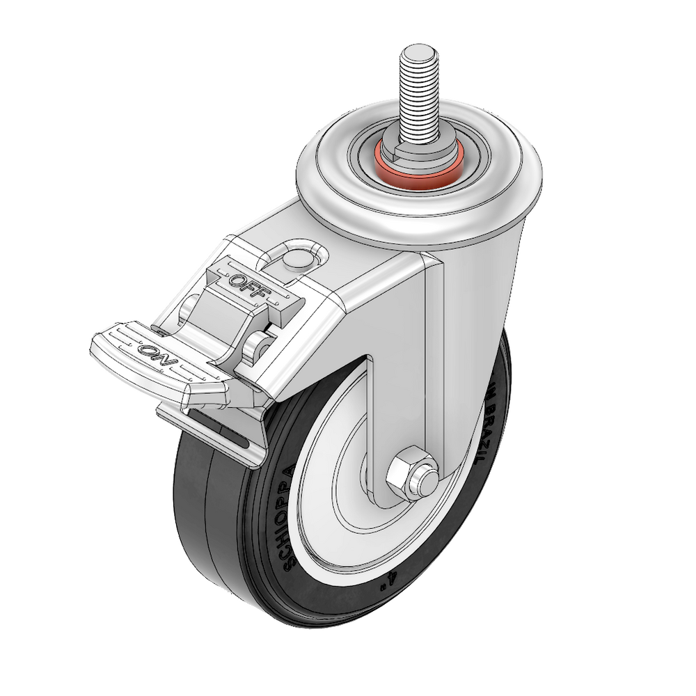 31-SM10D5-7 MODULAR SOLUTIONS ALUMINUM CASTER<br>5" SWIVEL, M10 STEM W/LOCK